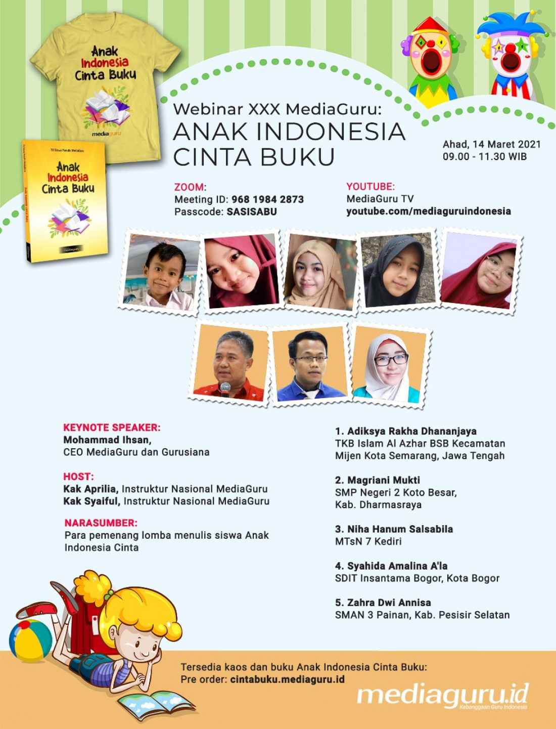 Webinar XXX MediaGuru: ANAK INDONESIA CINTA BUKU (14 Maret 2021)